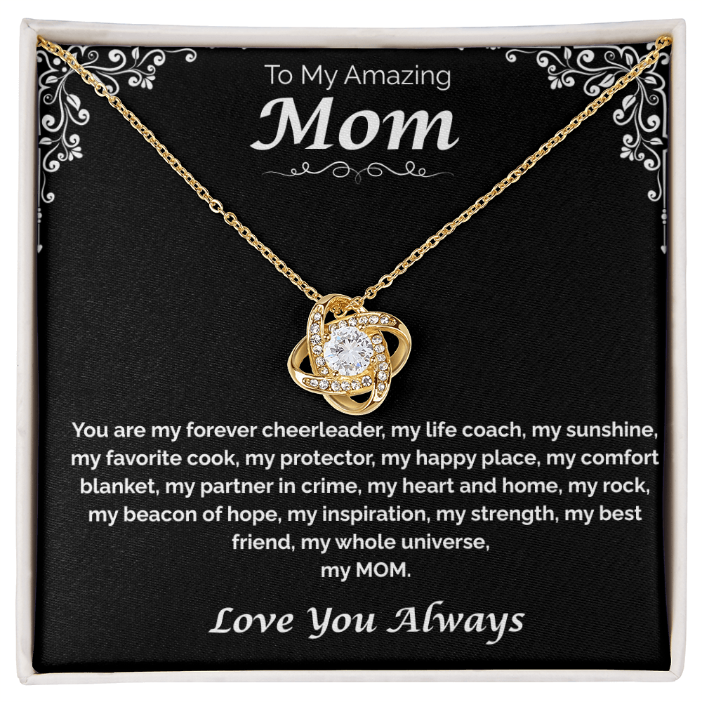To My Amazing Mom — My Heart, My Home, Love Knot Necklace