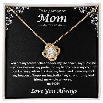 To My Amazing Mom — My Heart, My Home, Love Knot Necklace