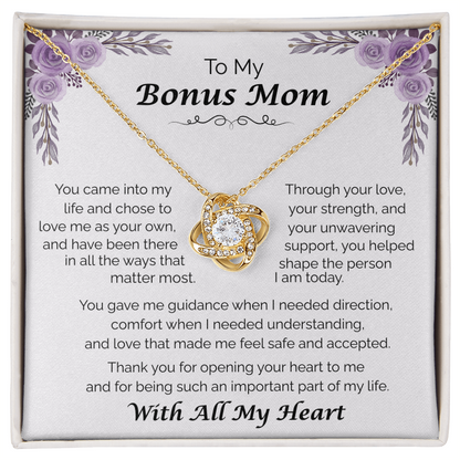 To My Bonus Mom — You Chose to Love Me, Love Knot Necklace