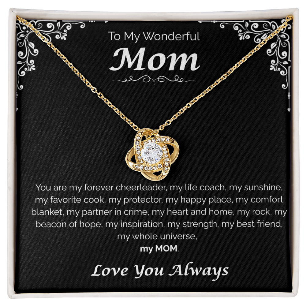 To My Wonderful Mom — My Heart, My Home, Love Knot Necklace