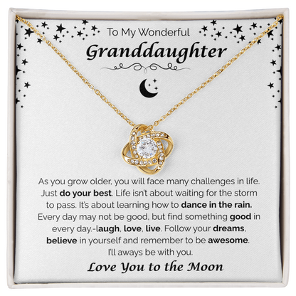 To My Wonderful Granddaughter — Always With You, Love Knot Necklace
