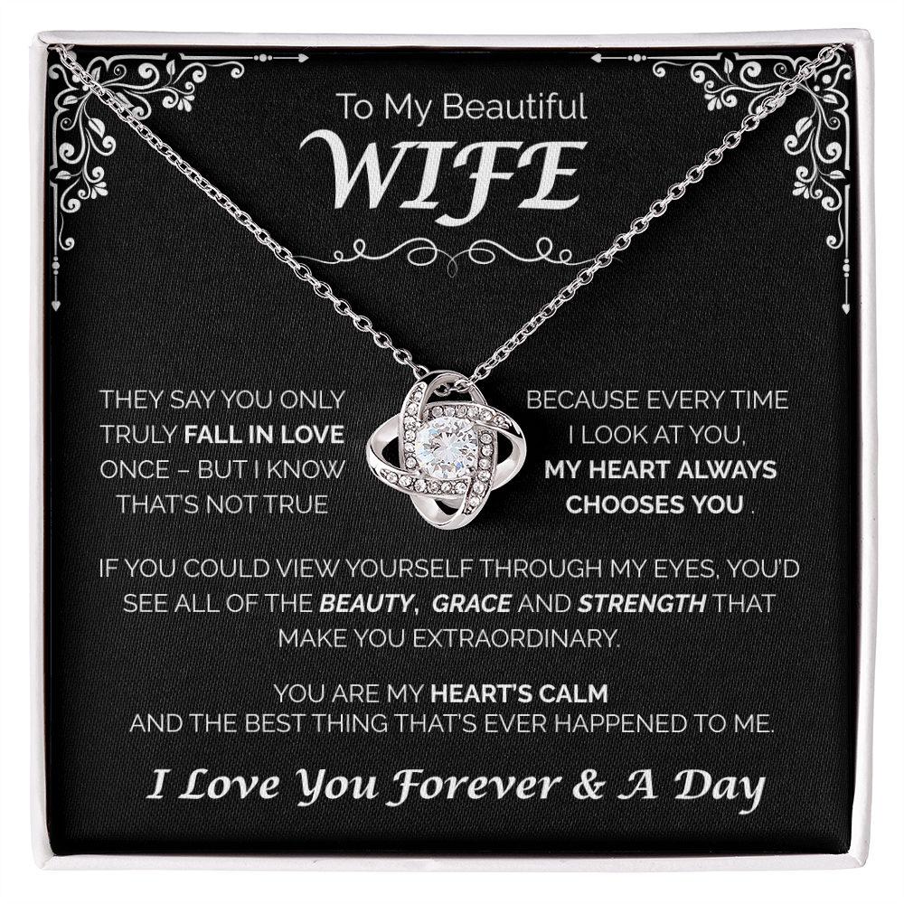 To My Beautiful Wife - My Heart Always Chooses You, Love Knot Necklace