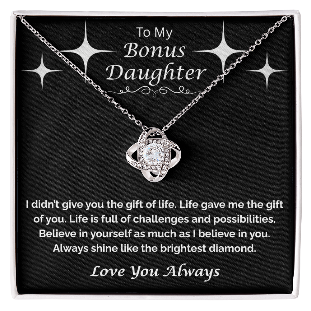 To My Bonus Daughter — Always Shine Bright, Love Knot Necklace
