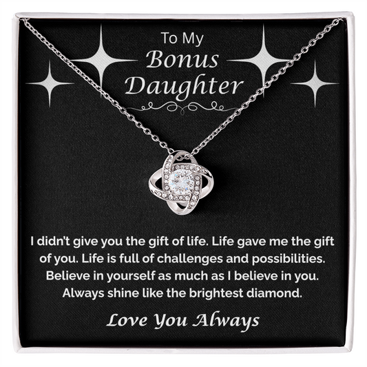 To My Bonus Daughter — Always Shine Bright, Love Knot Necklace