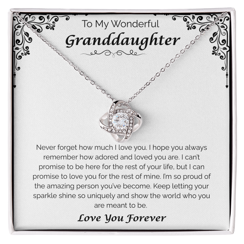 To My Wonderful Granddaughter — For the Rest of My Life, Love Knot Necklace