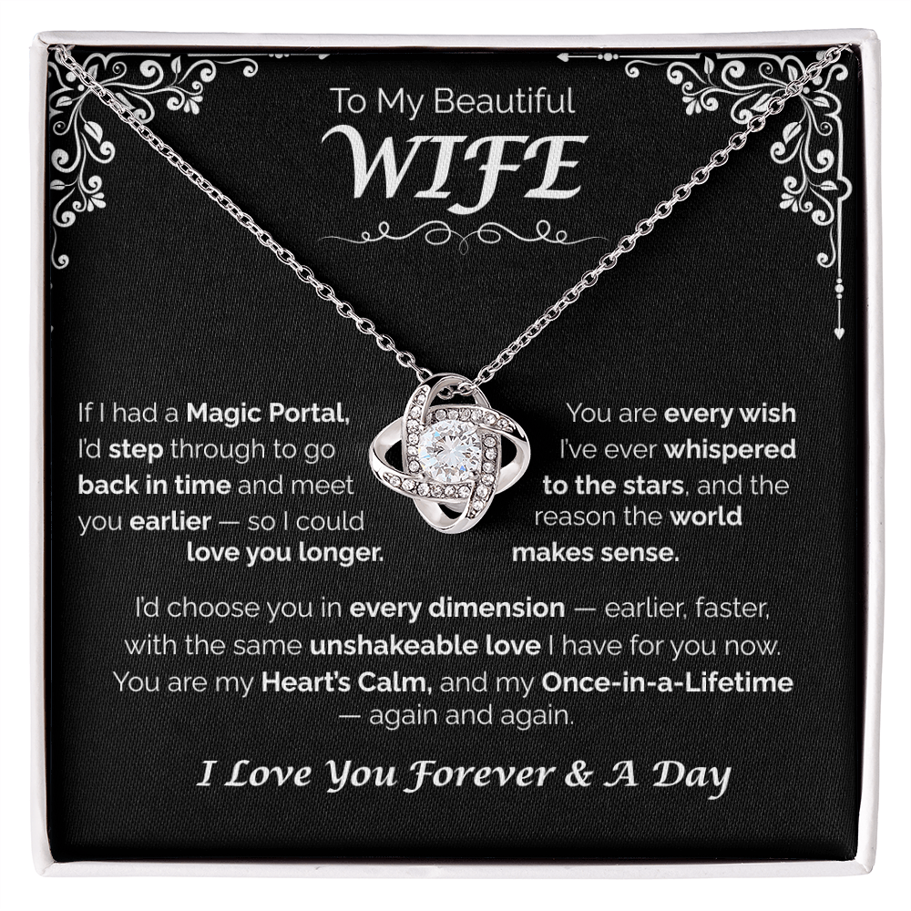 To My Beautiful Wife — Back in Time to You, Love Knot Necklace