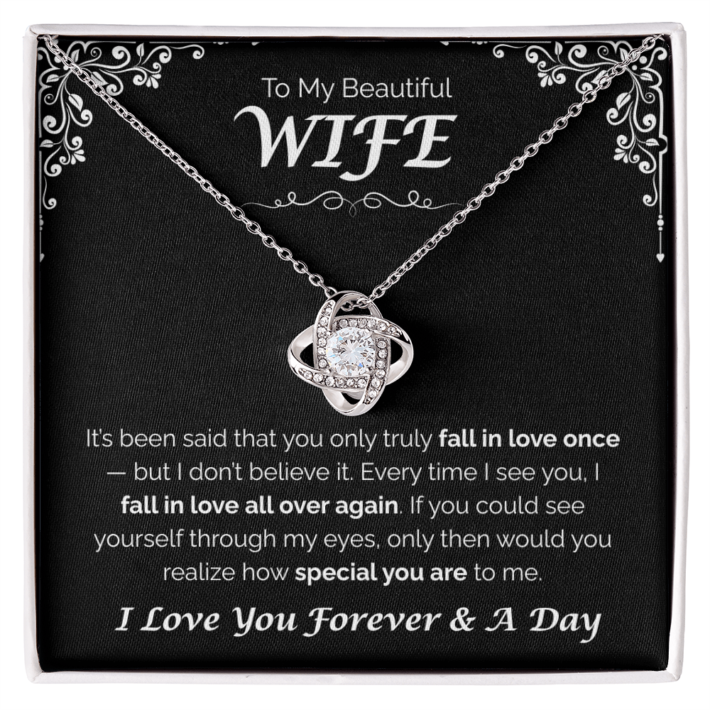 To My Beautiful Wife — Love You All Over Again, Love Knot Necklace