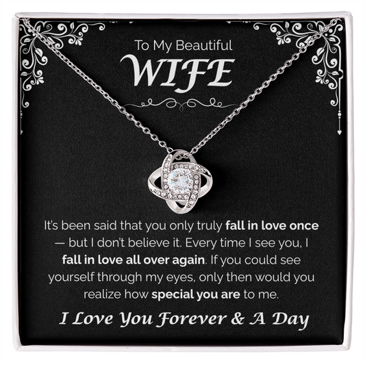To My Beautiful Wife — Love You All Over Again, Love Knot Necklace