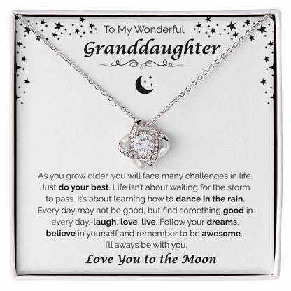 To My Wonderful Granddaughter — Always With You, Love Knot Necklace