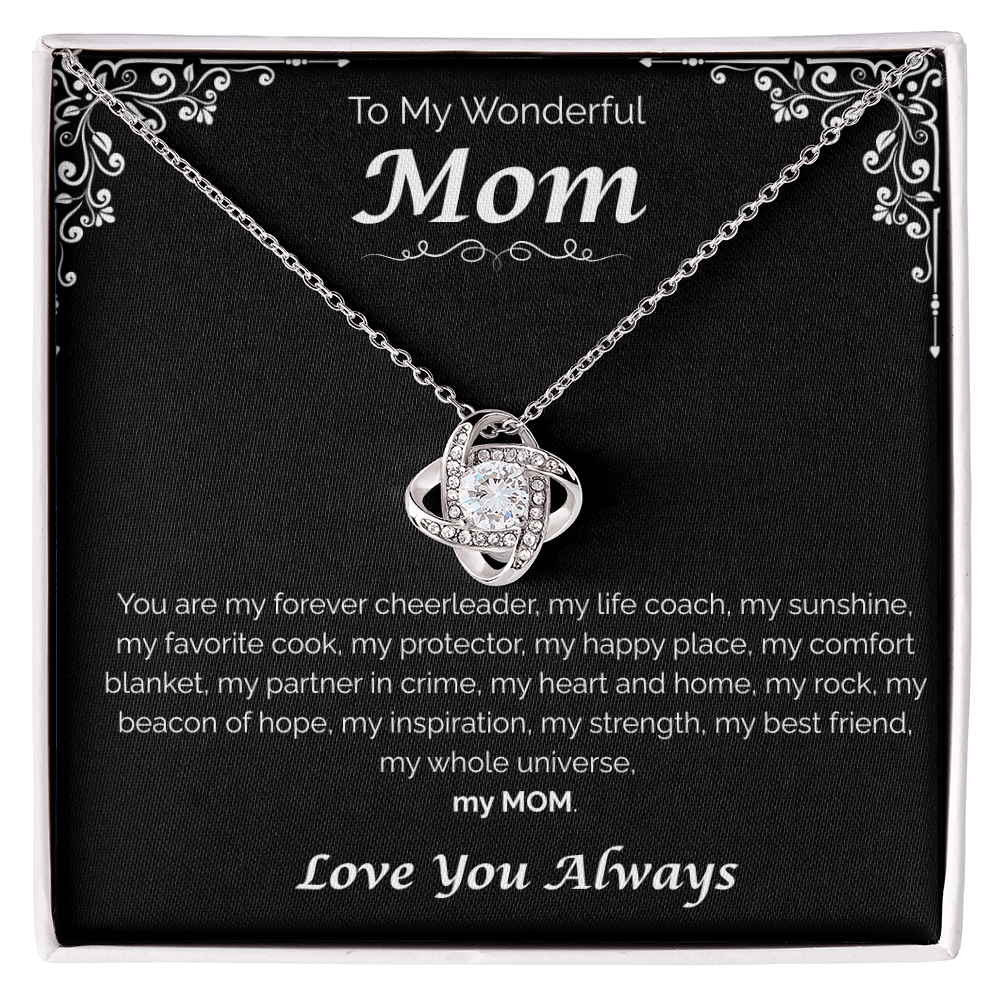To My Wonderful Mom — My Heart, My Home, Love Knot Necklace