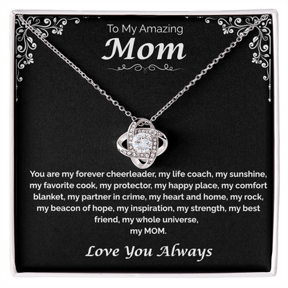 To My Amazing Mom — My Heart, My Home, Love Knot Necklace