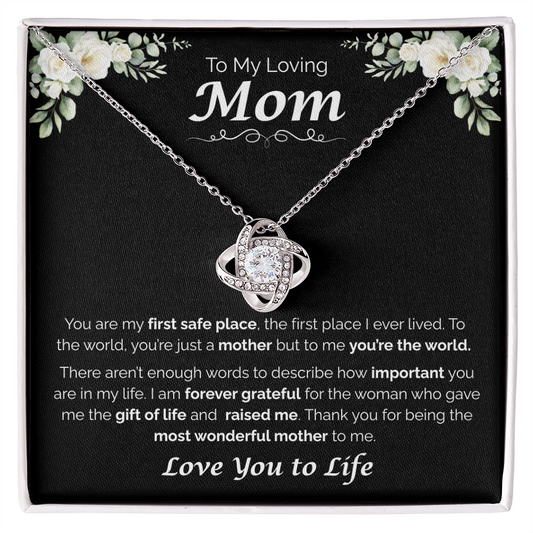 To My Loving Mom, My First Home, Love Knot Necklace