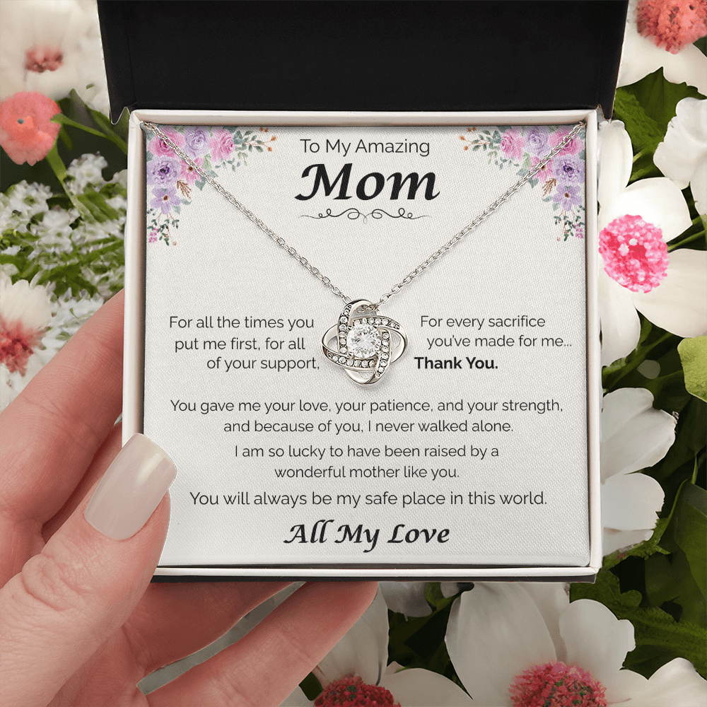 To My Amazing Mom — All the Love You've Given, Love Knot Necklace