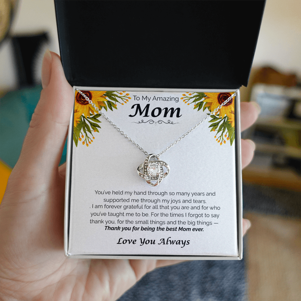 To My Amazing Mom — Thank You for Everything, Love Knot Necklace