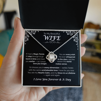 To My Beautiful Wife — Back in Time to You, Love Knot Necklace