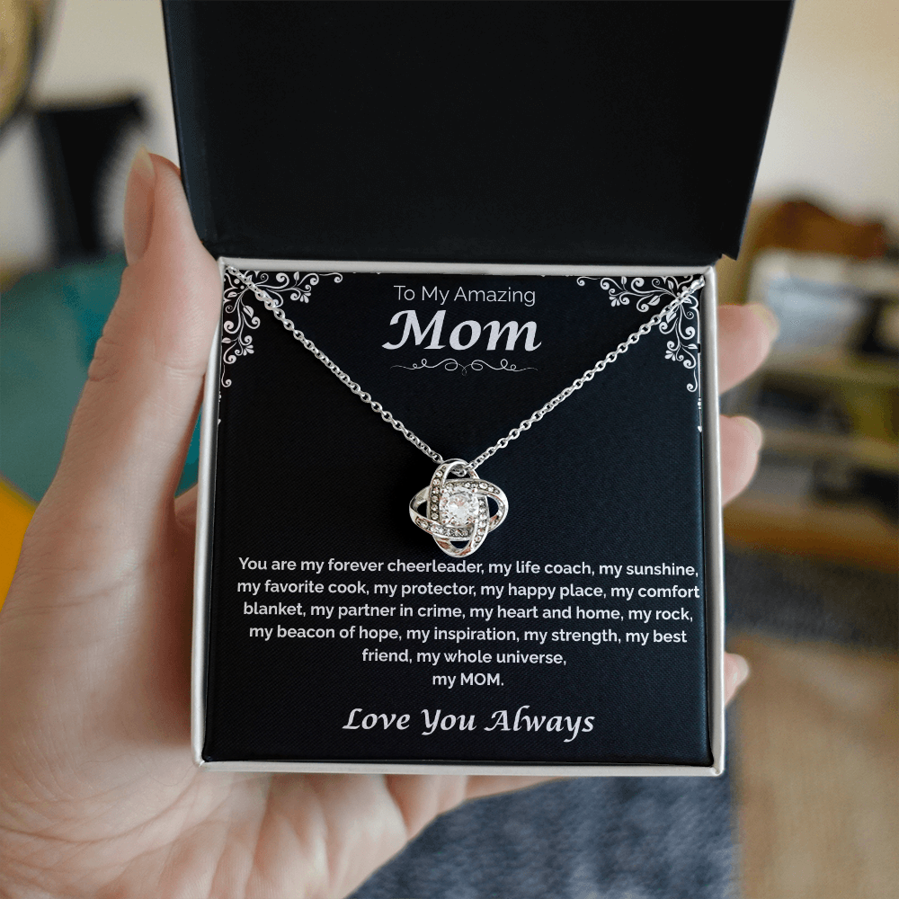 To My Amazing Mom — My Heart, My Home, Love Knot Necklace