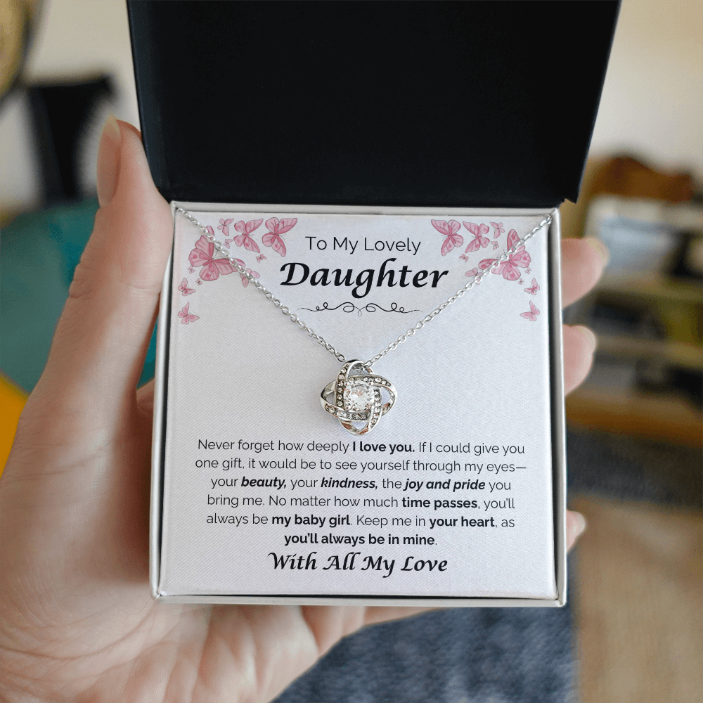 To My Lovely Daughter — The Joy You Bring, Love Knot Necklace