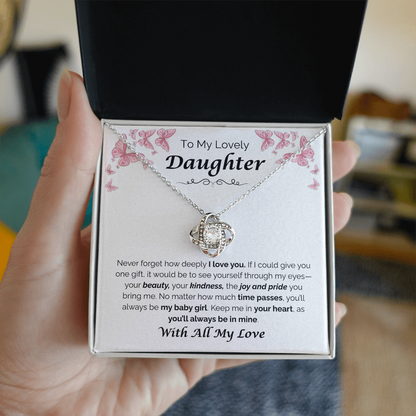 To My Lovely Daughter — The Joy You Bring, Love Knot Necklace