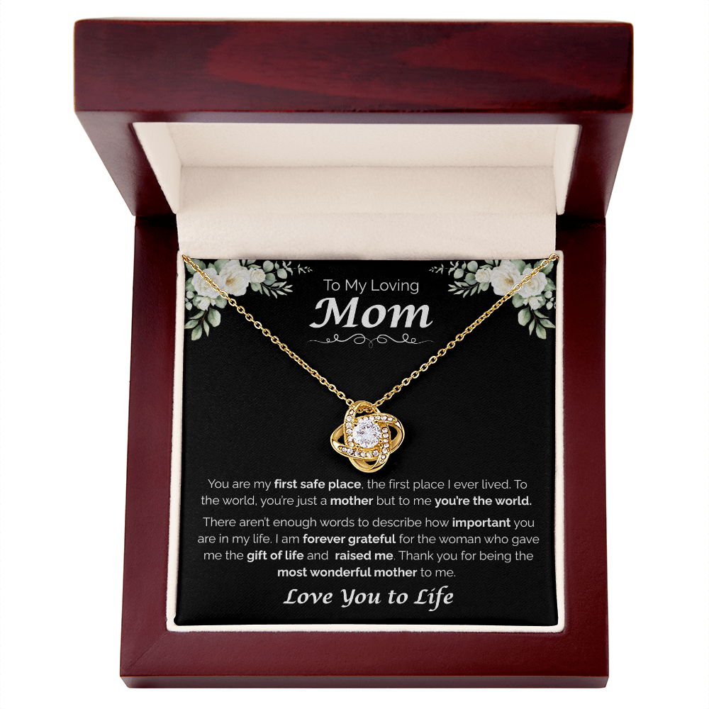 To My Loving Mom, My First Home, Love Knot Necklace