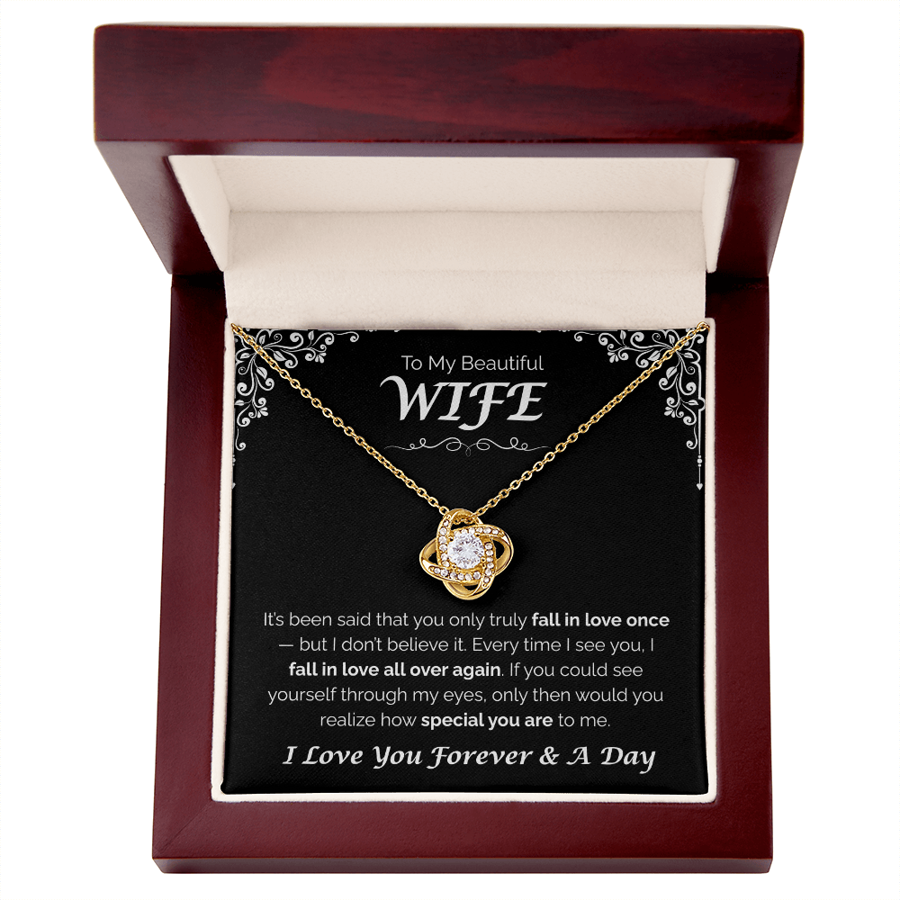 To My Beautiful Wife — Love You All Over Again, Love Knot Necklace