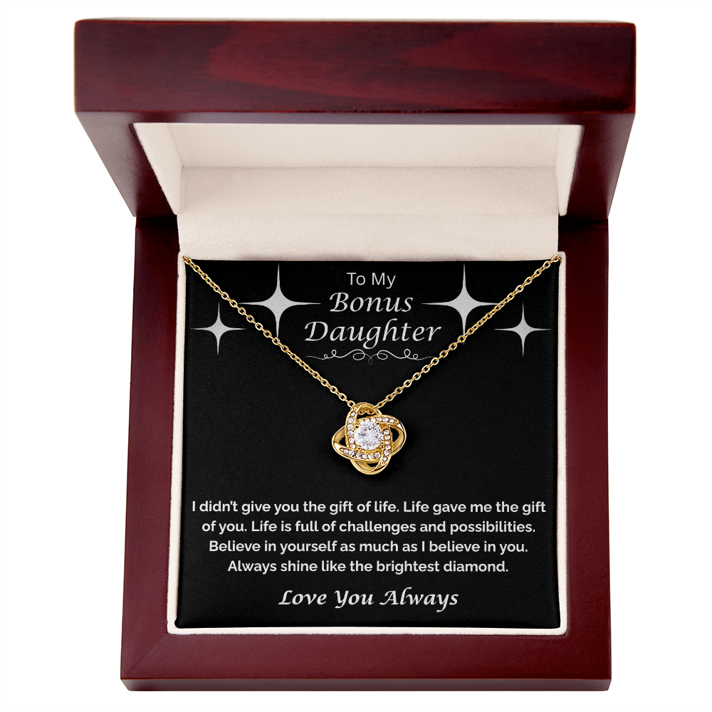 To My Bonus Daughter — Always Shine Bright, Love Knot Necklace
