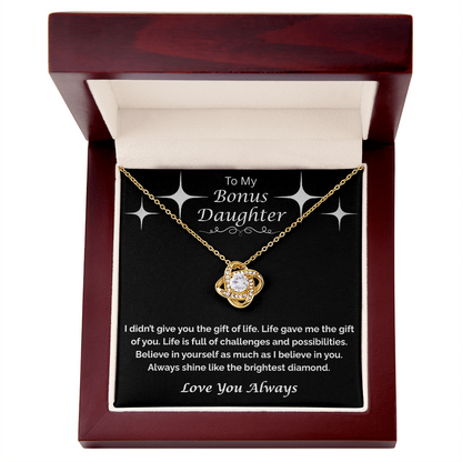 To My Bonus Daughter — Always Shine Bright, Love Knot Necklace