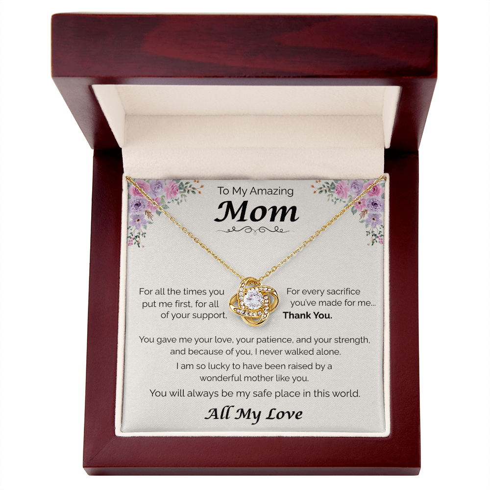 To My Amazing Mom — All the Love You've Given, Love Knot Necklace