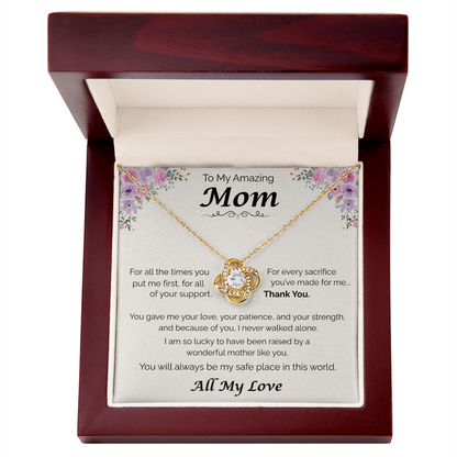 To My Amazing Mom — All the Love You've Given, Love Knot Necklace