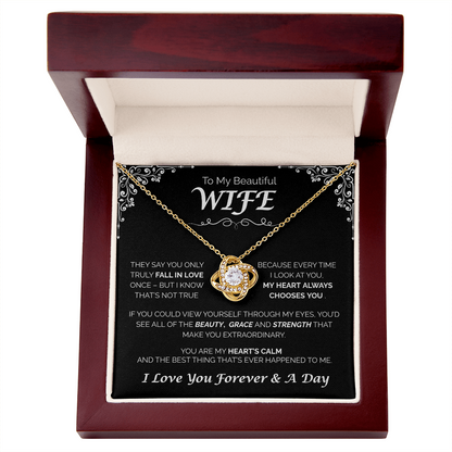 To My Beautiful Wife - My Heart Always Chooses You, Love Knot Necklace