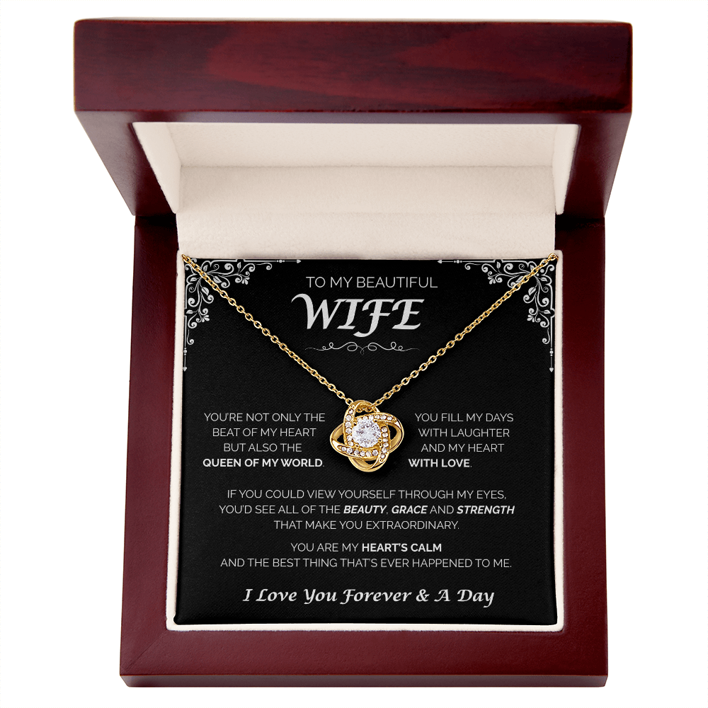 To My Beautiful Wife — Queen of My World, Love Knot Necklace
