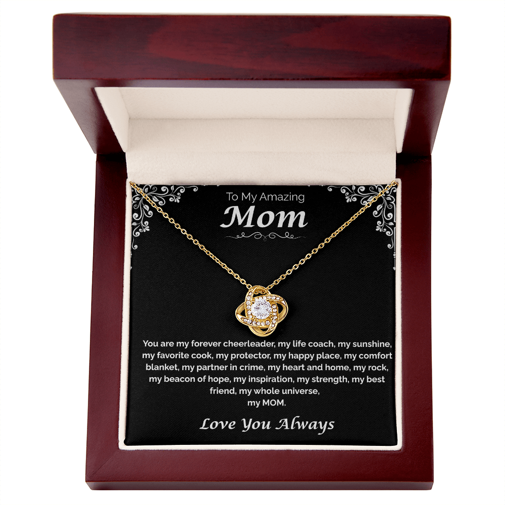 To My Amazing Mom — My Heart, My Home, Love Knot Necklace