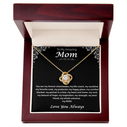 To My Amazing Mom — My Heart, My Home, Love Knot Necklace