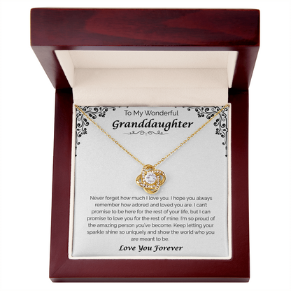 To My Wonderful Granddaughter — For the Rest of My Life, Love Knot Necklace