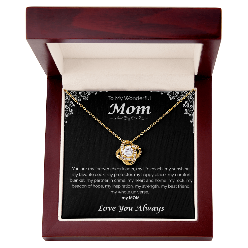 To My Wonderful Mom — My Heart, My Home, Love Knot Necklace