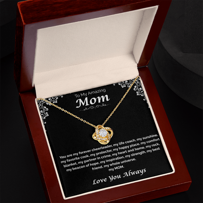 To My Amazing Mom — My Heart, My Home, Love Knot Necklace