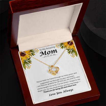 To My Amazing Mom — Thank You for Everything, Love Knot Necklace