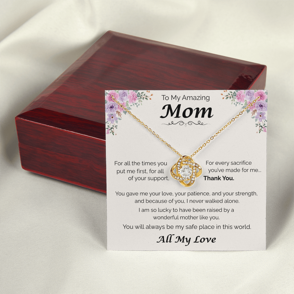 To My Amazing Mom — All the Love You've Given, Love Knot Necklace