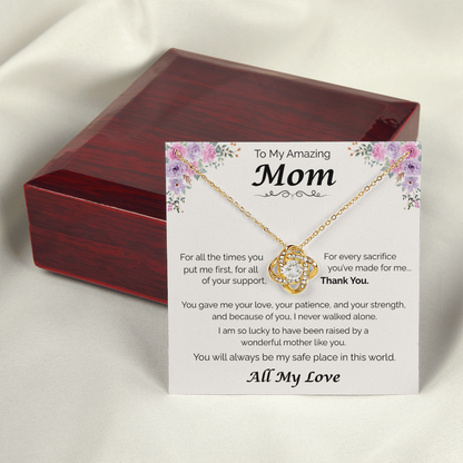 To My Amazing Mom — All the Love You've Given, Love Knot Necklace