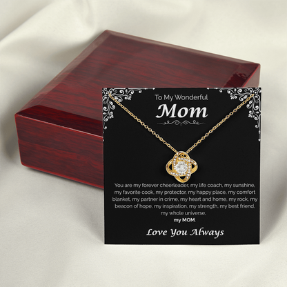 To My Wonderful Mom — My Heart, My Home, Love Knot Necklace
