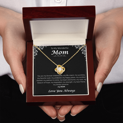 To My Wonderful Mom — My Heart, My Home, Love Knot Necklace