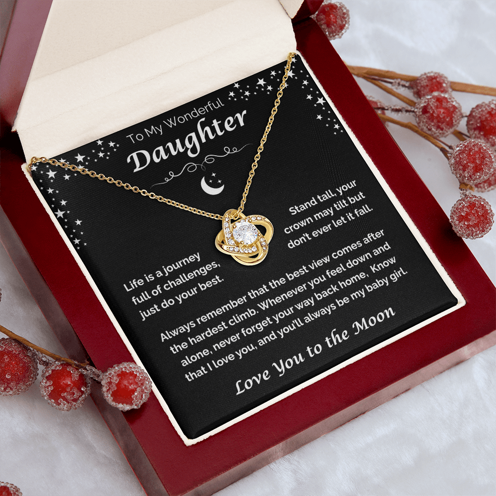 To My Wonderful Daughter — You'll Always Be My Baby Girl, Love Knot Necklace
