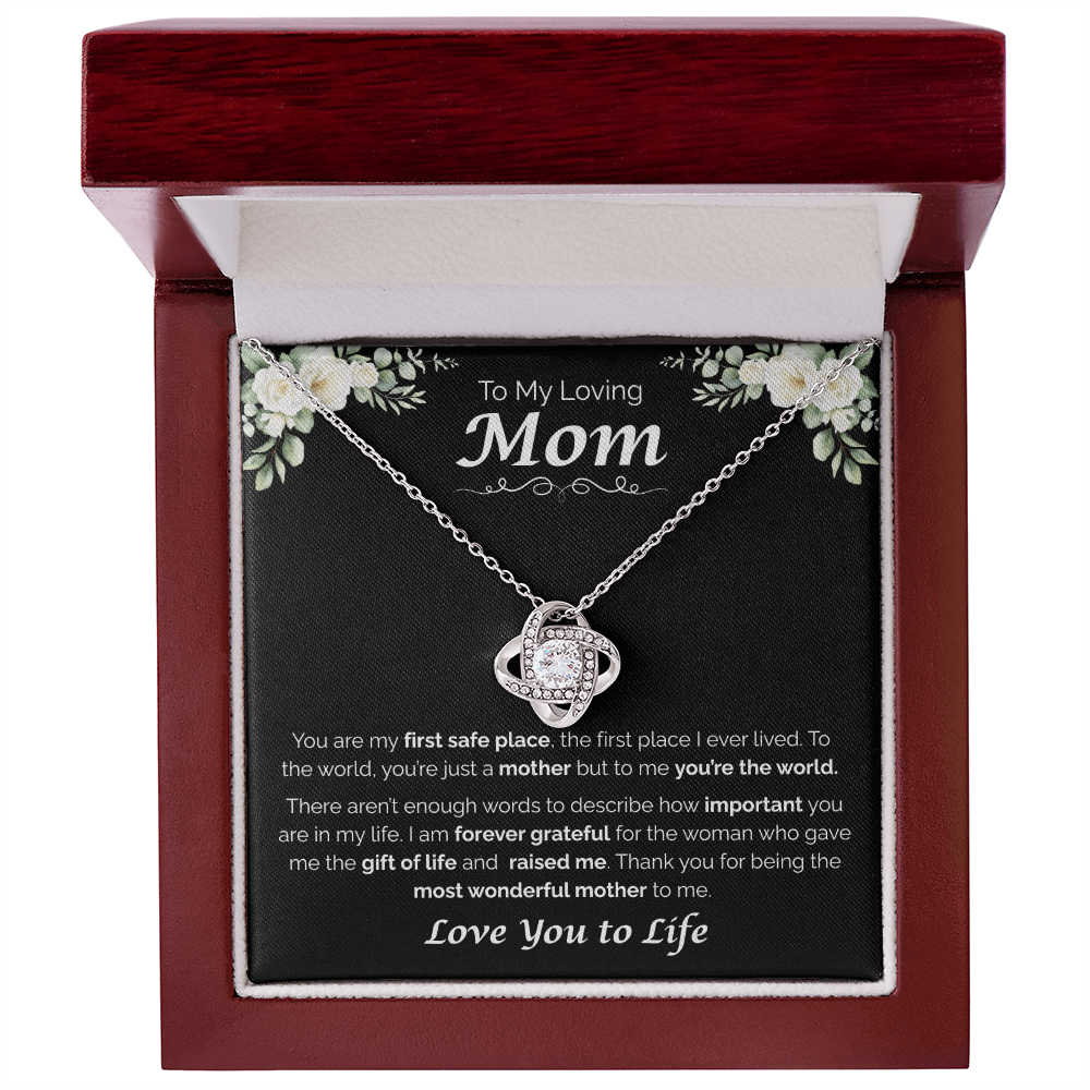 To My Loving Mom, My First Home, Love Knot Necklace