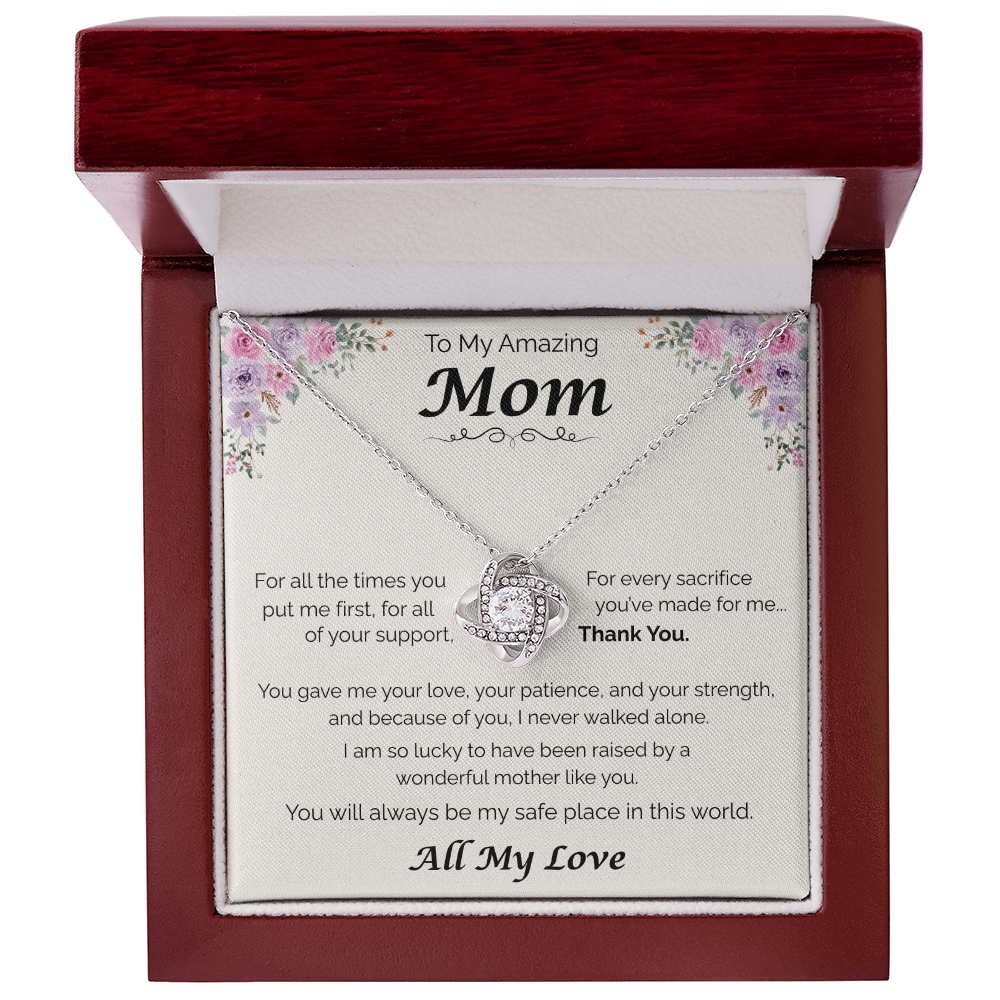 To My Amazing Mom — All the Love You've Given, Love Knot Necklace