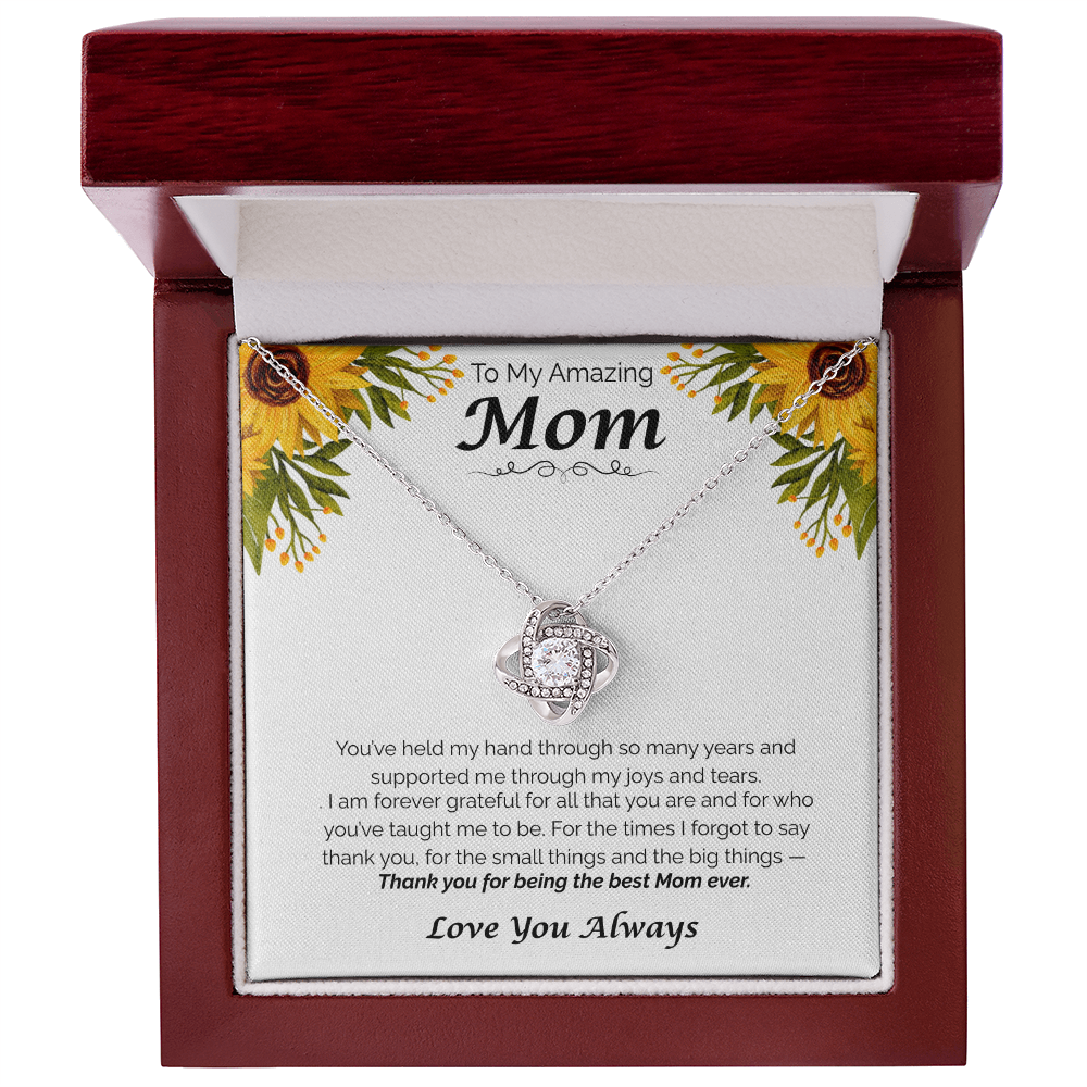 To My Amazing Mom — Thank You for Everything, Love Knot Necklace