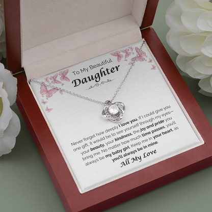 To My Beautiful Daughter — The Joy You Bring, Love Knot Necklace