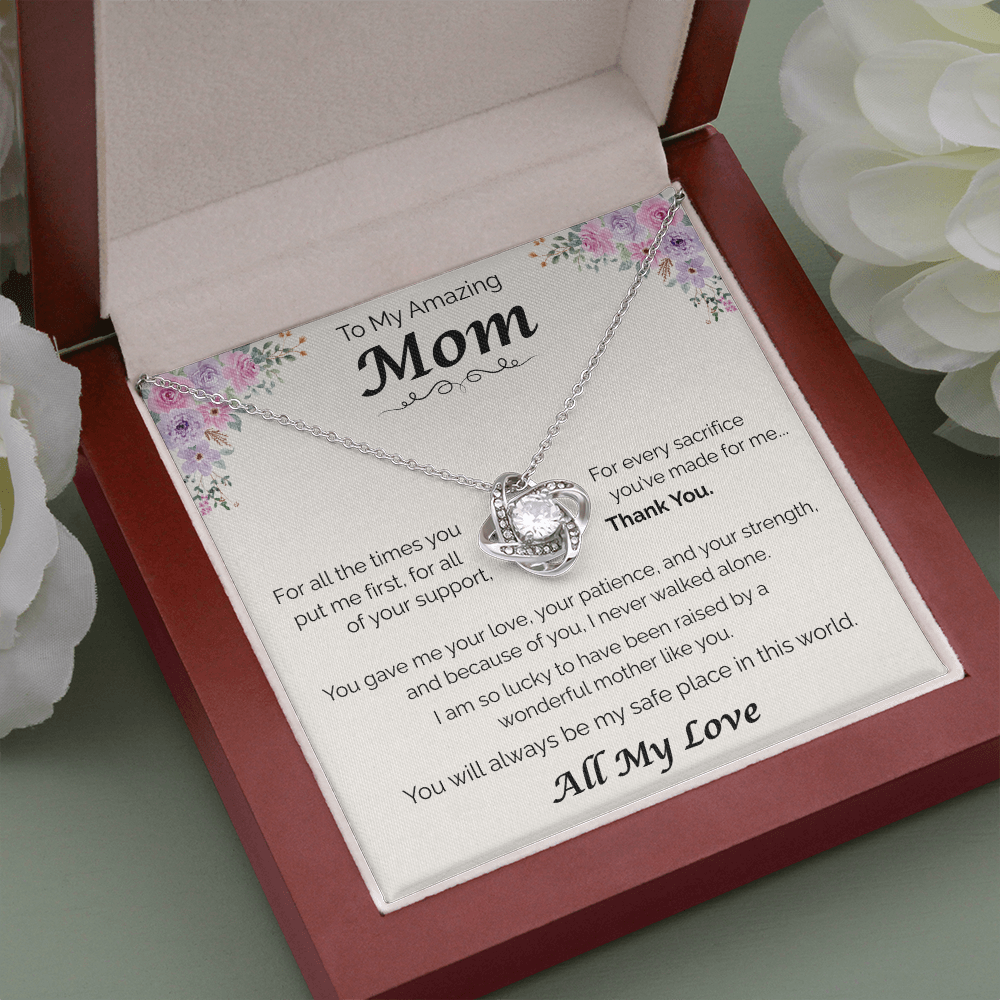 To My Amazing Mom — All the Love You've Given, Love Knot Necklace