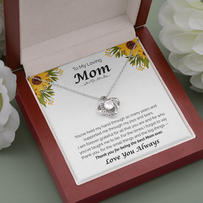 To My Loving Mom — Thank You for Everything, Love Knot Necklace
