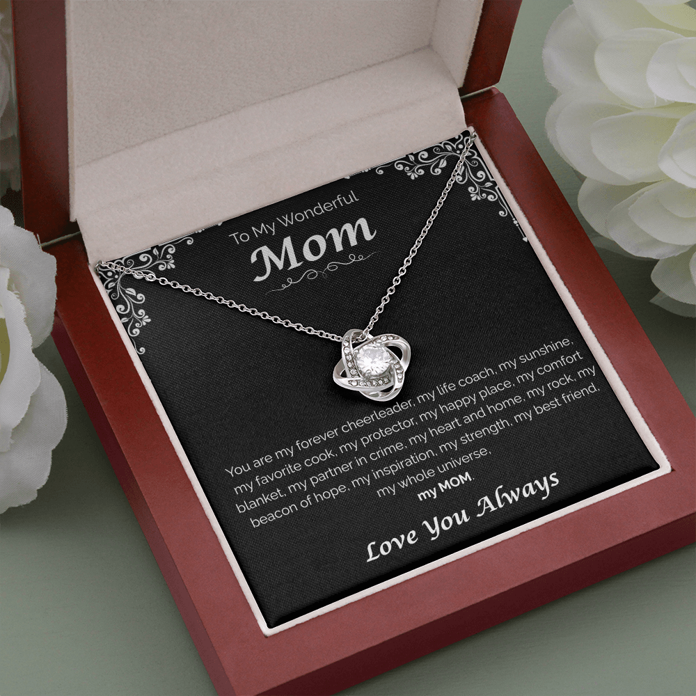 To My Wonderful Mom — My Heart, My Home, Love Knot Necklace