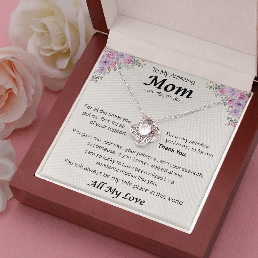 To My Amazing Mom — All the Love You've Given, Love Knot Necklace