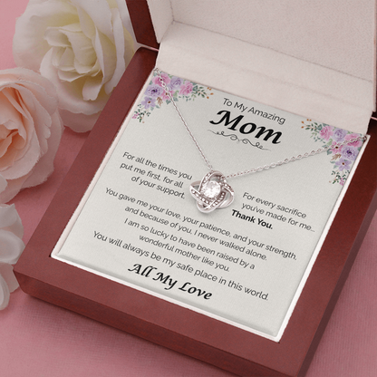 To My Amazing Mom — All the Love You've Given, Love Knot Necklace
